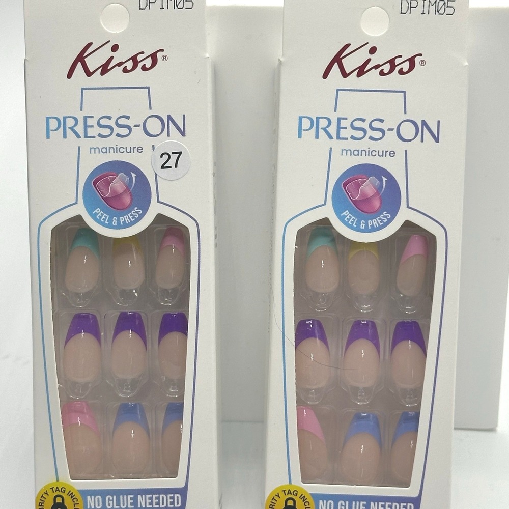 Kiss Press-On Manicure Nails Women Multicolor Lot of 2 24 Nails Per Pack